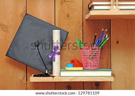education concept with apple, book and magnifying