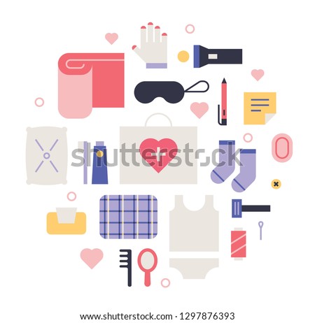 Set of relief supplies icons. flat design style minimal vector illustration 