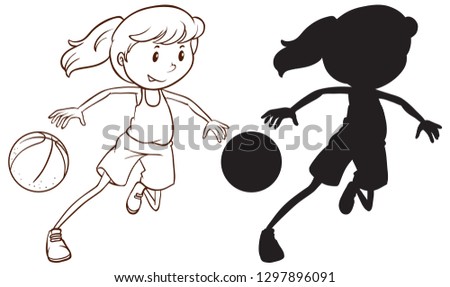 Set of female basketball player illustration