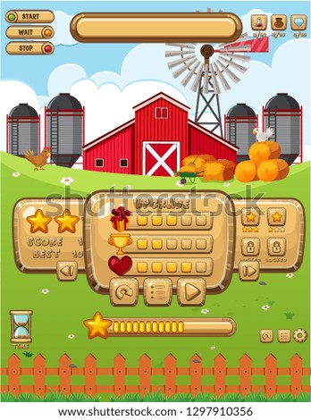 Barn farm game template illustration