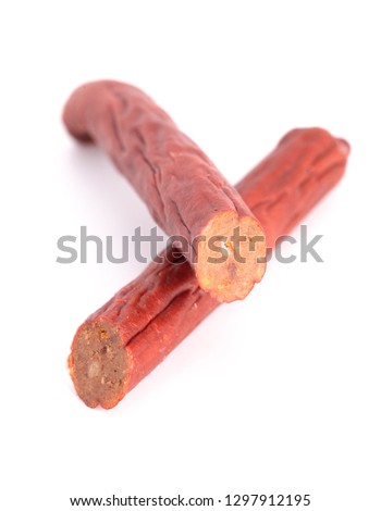 Set of Beef Sticks on a White Background Royalty-Free Stock Photo #1297912195