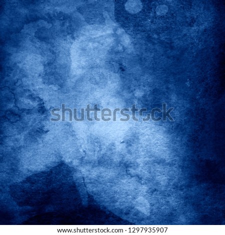 Blue watercolor grunge abstract trendy textured background, copy space