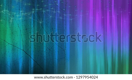 abstract concept illustration of bio technology, leaf texture grid overlap with colorful lighting.