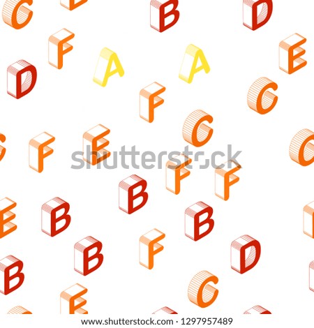 Light Orange vector seamless background with 3D signs of alphabet. Modern geometrical illustration with 3D ABC english symbols. Pattern for trendy fabric, wallpapers.