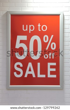 Up to fifty percent off sale sign