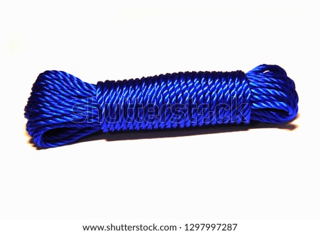 Blue rope on white. 