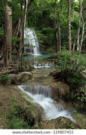 waterfall in Kanjanaburi Thailand (Erawan waterfall national park)