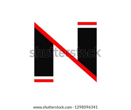 black typography alphabet N design