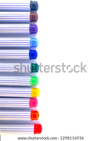Colorful pen in white background isolate