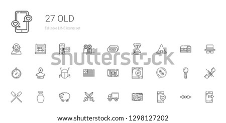 old icons set. Collection of old with smartphone, recorder, side view, swords, sheep, vase, oar, phone call, cassette, greece, egypt, statue. Editable and scalable old icons.
