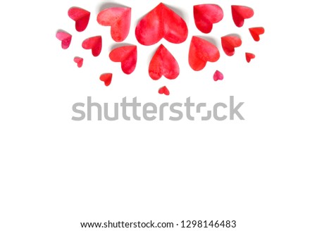 Watercolor hearts.  Love concept for mother's day and valentine's day.  Top view. Copy space
