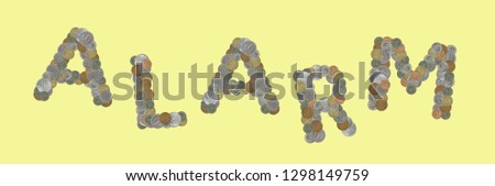 ALARM – Coins on yellow background
