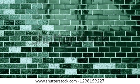 Beautiful old green ceramic tile wall texture and background,vintage                           