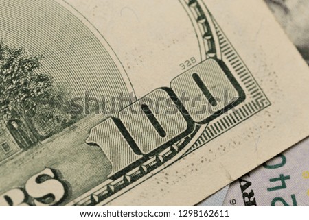 US hundred  Dollar elements , super macro, close up photo