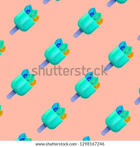 Colorful pattern of ice cream with lips.