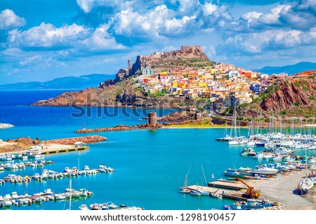 Castelsardo town and port in Sardinia, Province of Sassari, Italy. Beaches and villas in Sardinia. Royalty-Free Stock Photo #1298190457
