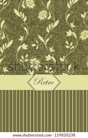 Floral card with seamless pattern, retro design