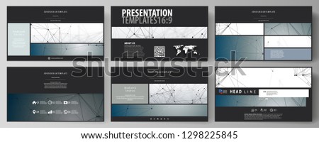 Business templates in HD format for presentation slides. Abstract vector layouts in flat design. DNA and neurons molecule structure. Medicine, science, technology concept. Scalable graphic.
