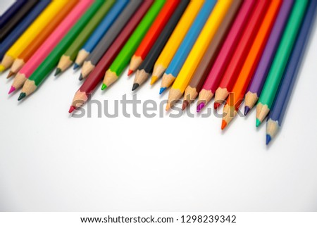 Color pencils isolated on white background.Close up