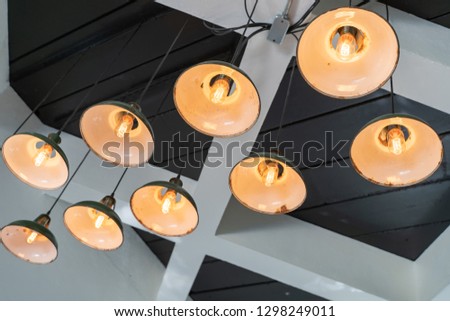 Group of Edison retro lamp with shallow depth of field.