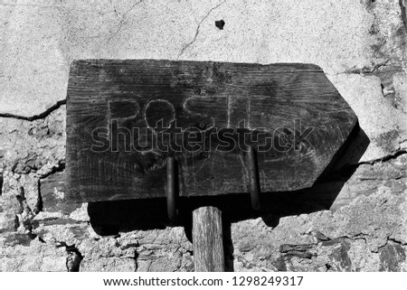 old post office sign, old Gairo, low Ogliastra, Sardinia