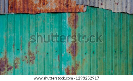 Pattern and texture of metal sheet. rust on old wall background, Old zinc wall surface background.