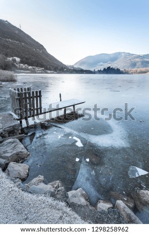 Endine lake completely frozen. Bergamo, ITALY - January 22, 2019.