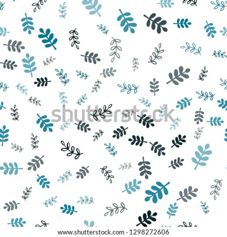 Dark BLUE vector seamless elegant background with leaves, branches. Glitter abstract illustration with leaves and branches. Pattern for design of fabric, wallpapers.