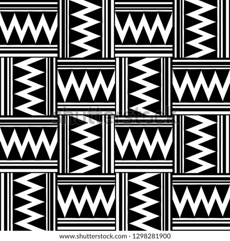 ancient maya tribal ethnic seamless pattern with black and white color vector illustration for fashion textile print and wrapping