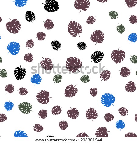 Light Blue, Green vector seamless abstract background with leaves. New colorful illustration in doodle style with leaves. Design for wallpaper, fabric makers.