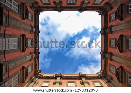 Observing the sky from an ancient palace Royalty-Free Stock Photo #1298312893