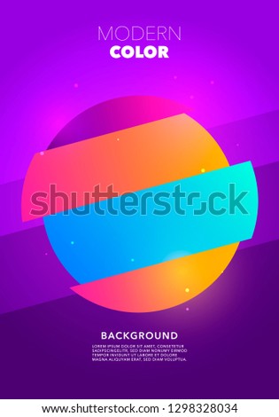 Vector Illustration Colorful Retro Circle Shape Glitch Poster Design. Abstract Geometric Background With TV VHS Distortion Glitch Effect.