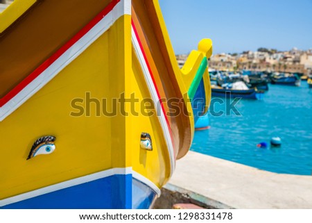 A characteristic fishermen boat of Marsaxlokk-Malta