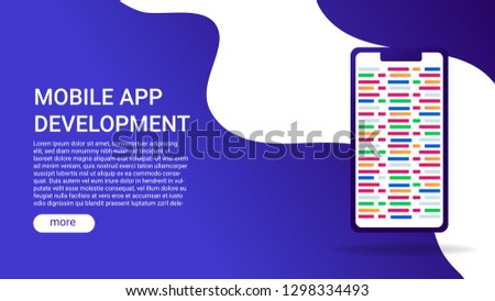 Landing page template of Mobile app development. Modern flat design concept of web page design for website and mobile website. Easy to edit and customize. Vector illustration - Vector