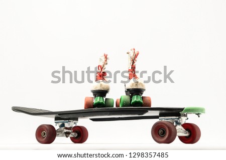 Old Used Wooden Skateboard