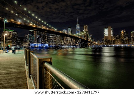Brooklyn bridge park with lower Manhattan skyline in the background