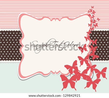 Vintage background, invitation and greeting card with butterflies