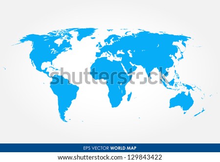 Detailed world map vector - the most finest world map graphic in blue color