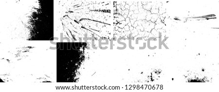 Large set of Grunge Black vector Distress Textures .Wall Background 