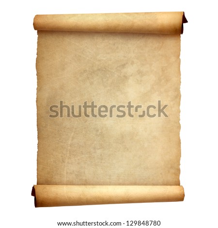 Old vintage scroll isolated on white background Royalty-Free Stock Photo #129848780