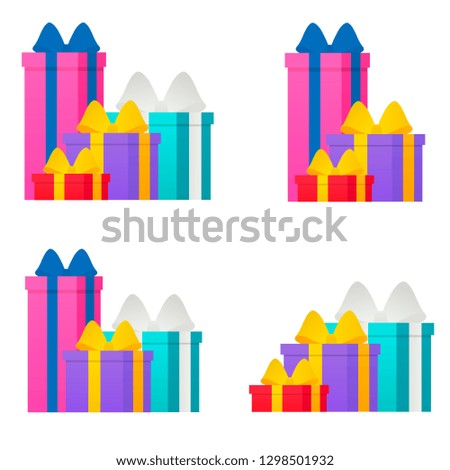 Vector set of different gift boxes. Flat design on white background