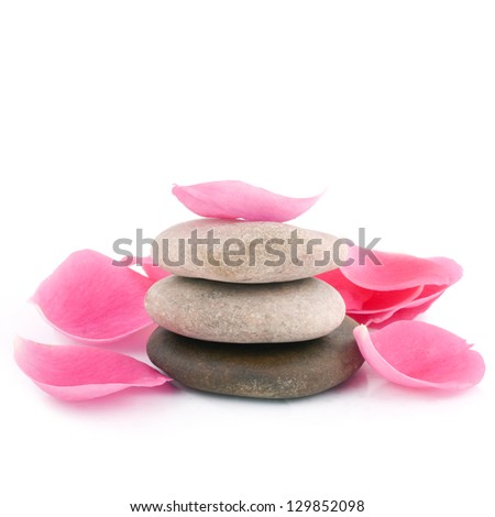 Spa stones and rose petals