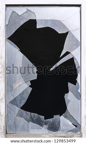 glass breakage, shard, smashed, window, danger Royalty-Free Stock Photo #129853499