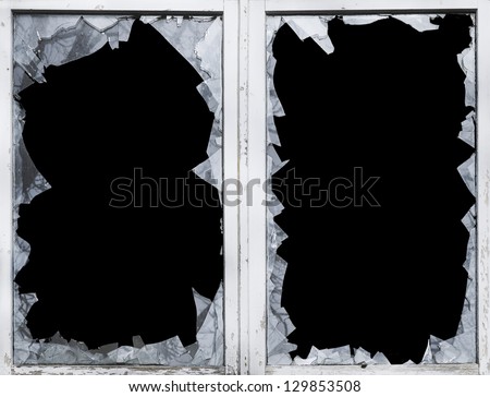 glass breakage, shard, smashed, window, danger Royalty-Free Stock Photo #129853508