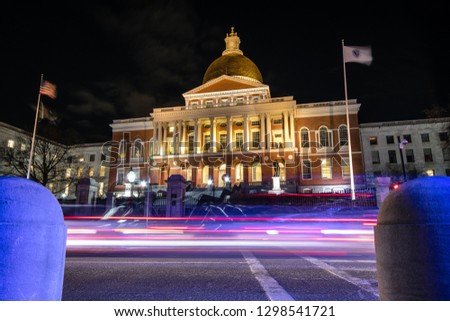 Night Time Shot of the Massachusetts State House 