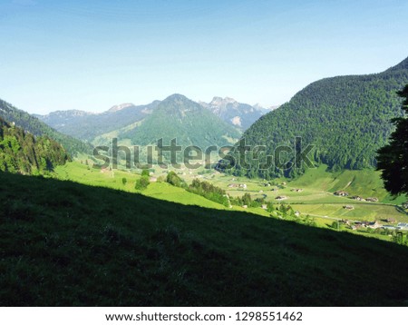Thur River Valley in the Toggenburg region, and between the mountain ranges of Churfirsten and Alpstein - Canton of St. Gallen, Switzerland