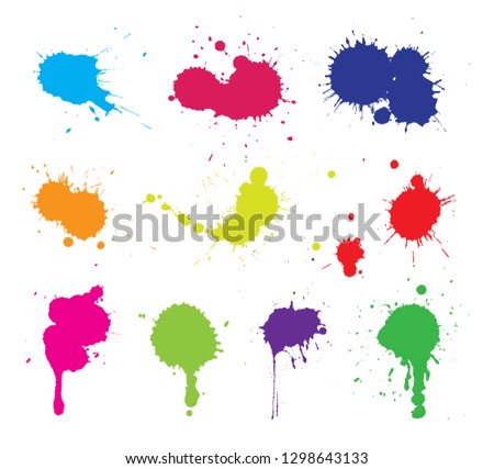 Color paint splashes.Paint stains collection.