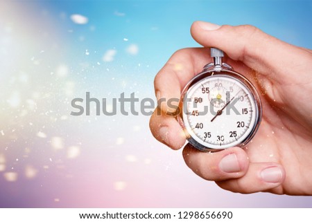 Close-up Stopwatch in Human Hand, Timer