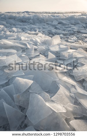 Chunks of ice on the river