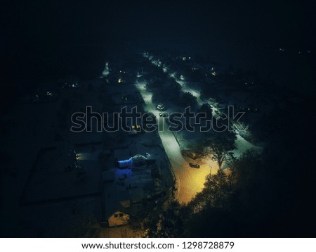 Top view night picture of Old Town in Gdansk Poland